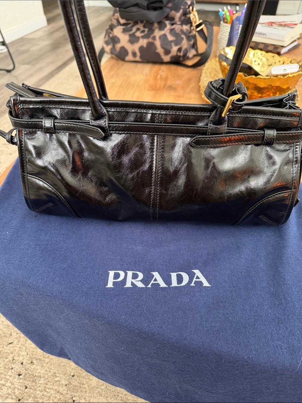 Prada Black Bonnie Shoulder bag with Gold Hardware NWOT - Picture 7 of 11